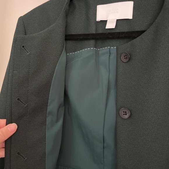 HUGO BOSS Hunter Green Tweed Blazer Size 6 - Picture 4 of 10